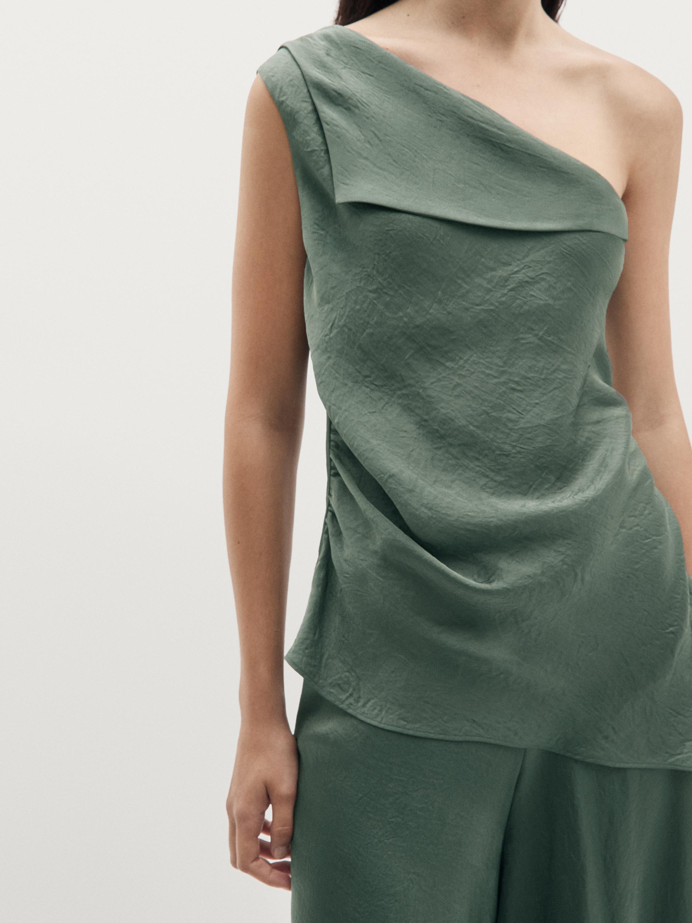 Asymmetric top with draped detail